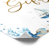 Chic Nautical Baby shower Blue Gold Kaarten & cade Poster (Hoek)
