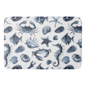 Chic Nautical Blue Seashell zeepaardzeepaardkrab Badmat (Voorkant)