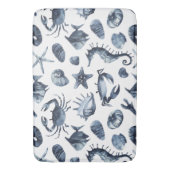 Chic Nautical Blue Seashell zeepaardzeepaardkrab Badmat (Voorkant Verticaal)
