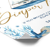 Chic Nautical Boat Gold Baby shower Diaper Raffle Poster (Hoek)