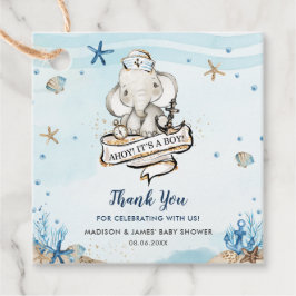 Chic Nautical Elephant Boy Baby shower Dank u Bedankjes Labels