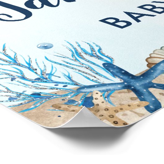 Chic Nautical Elephant Boy Baby shower Welkom Poster (Hoek)