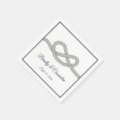 Chic Nautical Line Wedding Knot Navy Blue Servet (Hoek)