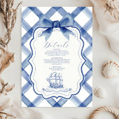Chic Nautical Navy Blue Bow Wedding Informatiekaartje