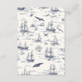 Chic Nautical Toile de Jouy Bow Wedding Informatiekaartje (Achterkant)