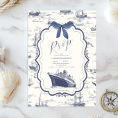 Chic Nautical Toile de Jouy Bow Wedding RSVP Kaartje