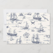 Chic Nautical Toile de Jouy Bow Wedding Save The Date (Achterkant)
