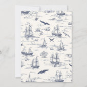 Chic Nautical Toile de Jouy Bow Wedding Save The Date (Achterkant)