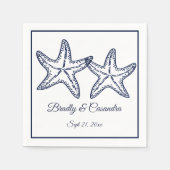 Chic Nautical Wedding Navy Blue Starfish Fun Facts Servet (Voorkant)