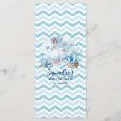 Chic Nautical Whale Blue Chevron Boy Baby shower Programmakaart (Achterkant)