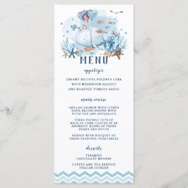 Chic Nautical Whale Blue Chevron Boy Baby shower Programmakaart