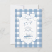 Chic Nautische Coquette Bow Wedding RSVP Kaartje (Voorkant)