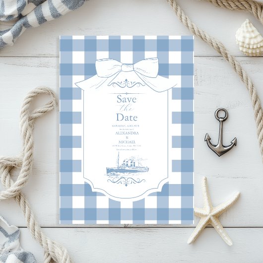 Chic Nautische Coquette Bow Wedding Save The Date
