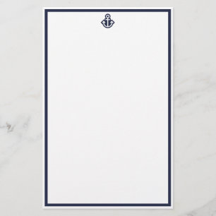 Chic Navy Anchor Stationery Briefpapier