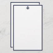 Chic Navy Anchor Stationery Briefpapier (Voorkant / Achterkant)