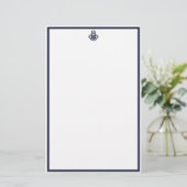 Chic Navy Anchor Stationery Briefpapier (Staand voorkant)