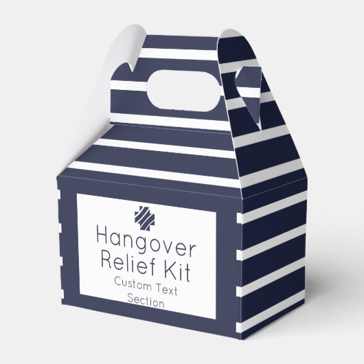 Chic Navy and White Hangover Relief Kit Bedankdoosjes (Voorkant Zijde)