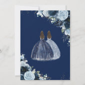 Chic Navy Baby Blauw Bloemen Meisjes Tweeling Quin Kaart (Achterkant)