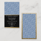 Chic Navy Black Gold Griekse sleutelpatroon - Aang Visitekaartje (Voorkant / Achterkant)