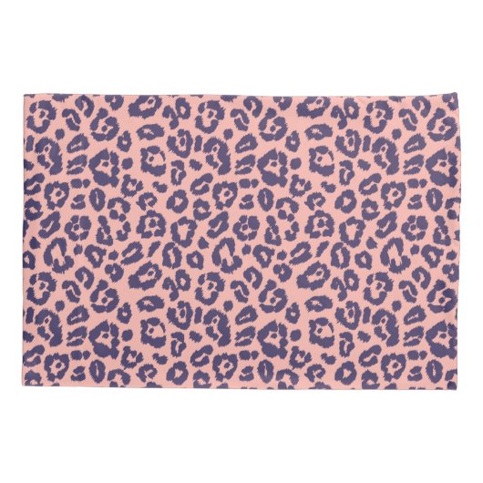 Chic Navy Blauw en Roze Luipaard Print Kussensloop (Achterkant)