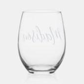 Chic Navy Blauw Gepersonaliseerde Naam Wijnglas Zonder Voet (Achterkant)