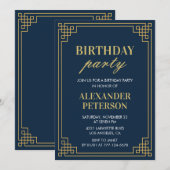 Chic Navy Blauw Goud 83ste Verjaardagsfeest Kaart (Voorkant / Achterkant)