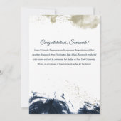 Chic Navy Blauw Goud Abstract Afstuderen Aankondiging (Achterkant)