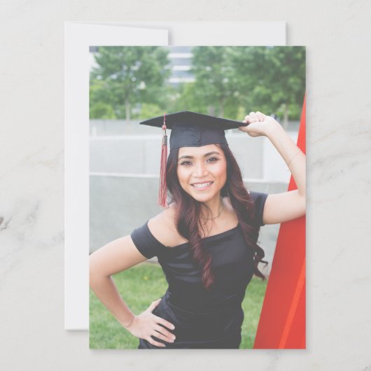 Chic Navy Blauw Goud Foto Afstudeerfeest Kaart (Achterkant)