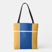 Chic Navy Blauw Gouden Geel Split Racing Stripes Tote Bag (Achterkant)