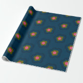 Chic Navy Blauw Hot Roze Bloemen Vieren verjaardag Cadeaupapier (Uitgerold)