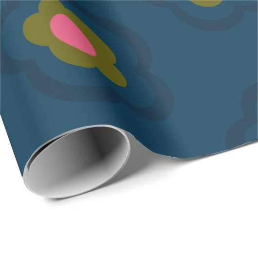 Chic Navy Blauw Hot Roze Bloemen Vieren verjaardag Cadeaupapier (Rol Hoek)