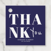 Chic Navy Blauw Vet Dank u Trouwfeest Bedankjes Labels (Voorkant)