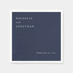 Chic Navy Blauw Wit Eenvoudige Trouwservetten Servet