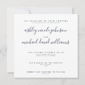 CHIC NAVY BLAUW & WIT SCRIPT Typografie Huwelijk Kaart (Voorkant)