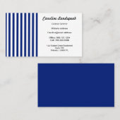 Chic Navy Blauw & Witte Strepen Visitekaartje (Voorkant / Achterkant)