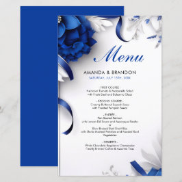 Chic Navy Blauw & Zilveren Bloemen Linten Huwelijk