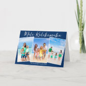 Chic Navy Blue Beach Photo Collage Christmas Feestdagen Kaart (Voorkant)