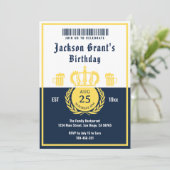 Chic Navy Blue Beer Label Brouwerij Thema Verjaard Kaart (Staand voorkant)