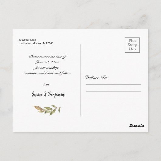 Chic Navy Blue Blush Pink Floral Save the Date Briefkaart (Achterkant)