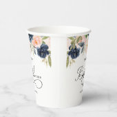 Chic Navy Blue Blush Pink Floral Vrijgezellenfeest Papieren Bekers (Rechts)