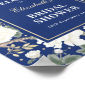 Chic Navy Blue Chinoiserie Vrijgezellenfeest Welko Poster (Hoek)