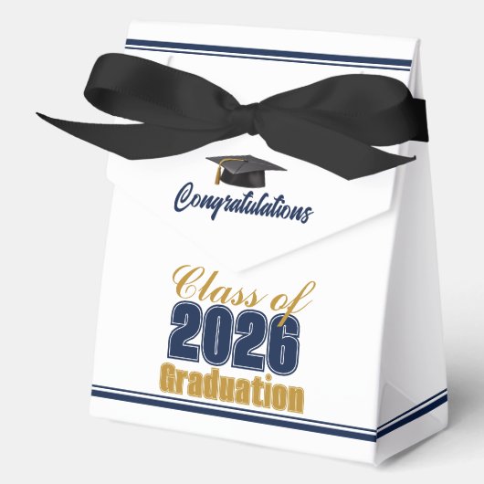 Chic Navy Blue Class of 2026 Custom Graduation Bedankdoosjes (Voorkant)