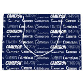 Chic Navy Blue Customized Birthday Groot Cadeauzakje (Voorkant)