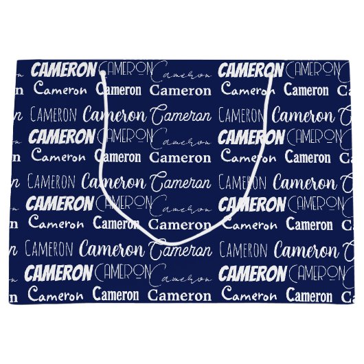 Chic Navy Blue Customized Birthday Groot Cadeauzakje (Voorkant)