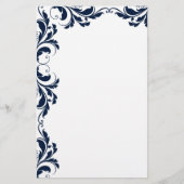 Chic Navy Blue Damask Plain Stationery Briefpapier (Voorkant)
