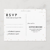 Chic Navy Blue en Gold Stars RSVP Briefkaart (Achterkant)