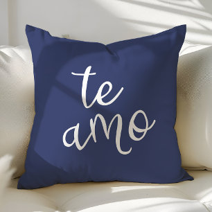 Chic Navy Blue en White Spain I love you Te Amo Kussen