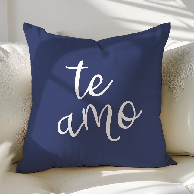 Chic Navy Blue en White Spain I love you Te Amo Kussen (Creator heeft geüpload)