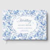 Chic Navy Blue Floral Toile Roses Guest Book Gastenboek (Voorkant)