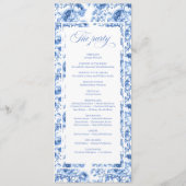 Chic Navy Blue Floral Toile Wedding Program Programmakaart (Achterkant)